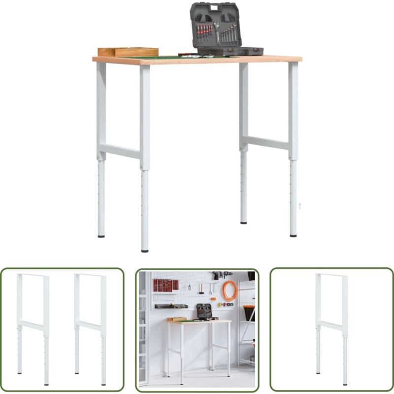 Vidaxl - The Living Store Cadres d'établi réglables 2 pcs Métal 55x(69-95,5) cm Gris - Cadre De Table - Pied De Table - Table Ajustable - Table