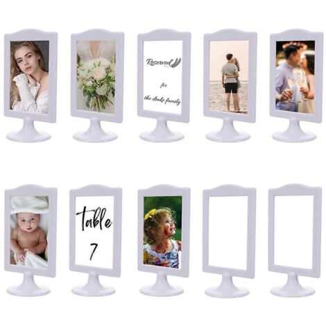 Cadres photo sur pied double face, cadres photo sur piédestal 2 faces, blancs
