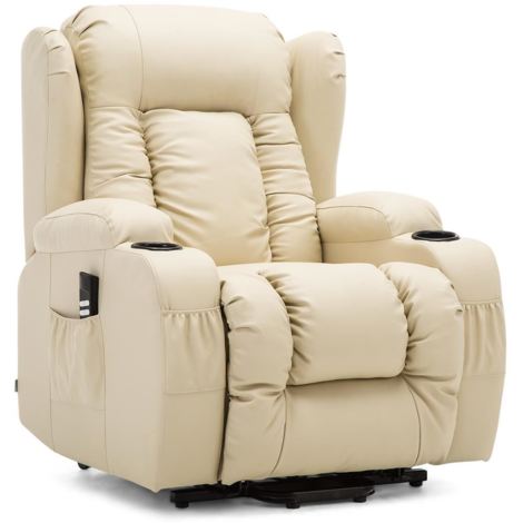 CAESAR DUAL MOTOR RISER RECLINER WINGED LEATHER ARMCHAIR MASSAGE HEATED ...