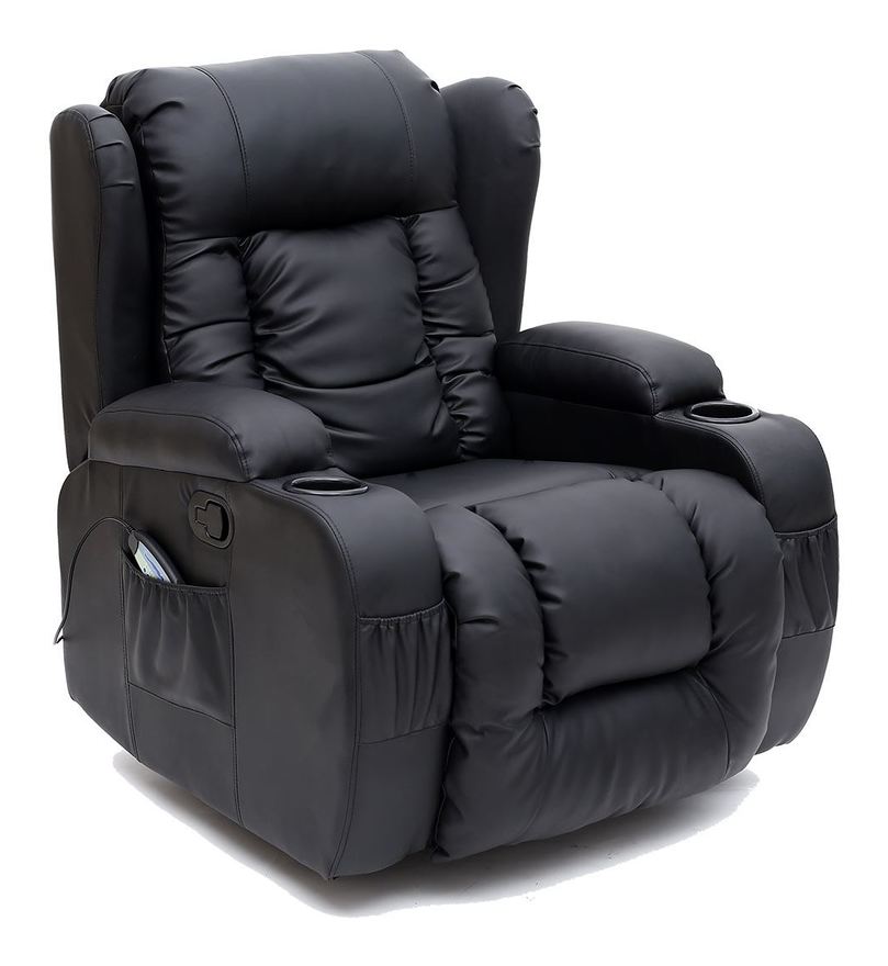 Caesar Black Leather Recliner Chair