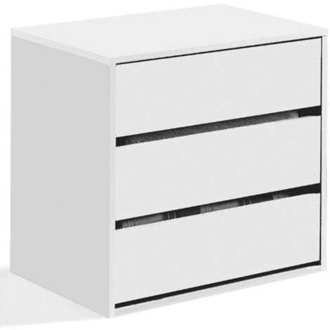Caesaroo – Commode à 3 tiroirs blanc mat 60x57x44 cm – Panneaux mélaminés 15 mm – Capacité 10 cm par tiroir – Montage facile avec quincaillerie incluse