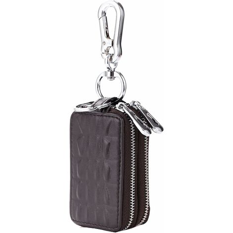 Étui Porte-clés Porte Clé en Cuir Portable Multifonctionnel Organisateur de  Clef avec Fermeture à glissière Carte (Noir)