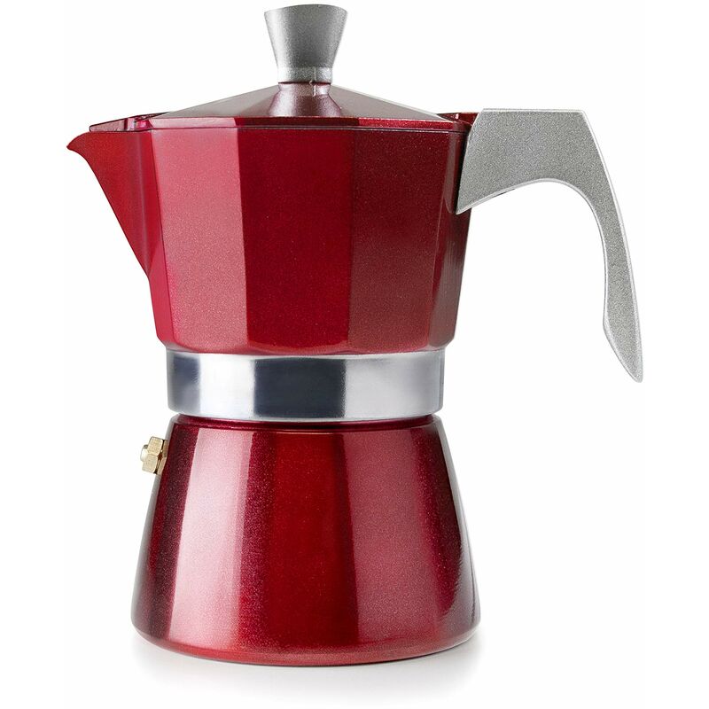 Image of 623212 Caffettiera Espresso per 12 tazze, alluminio, Rosso, 26 x 13 x 13 cm - Ibili