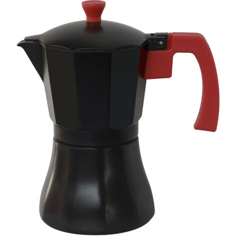 Cafetera aluminio negra inducción 6 tazas
