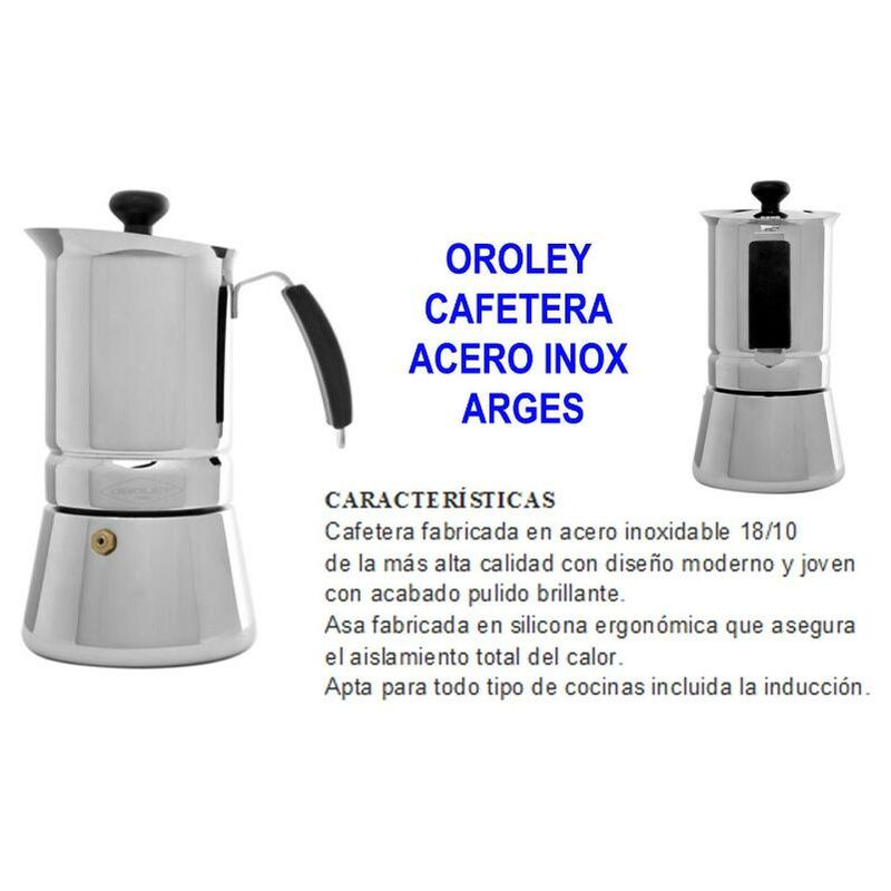 

oroley cafetera acero inox arges 2 tazas 215080200 - Mibricotienda