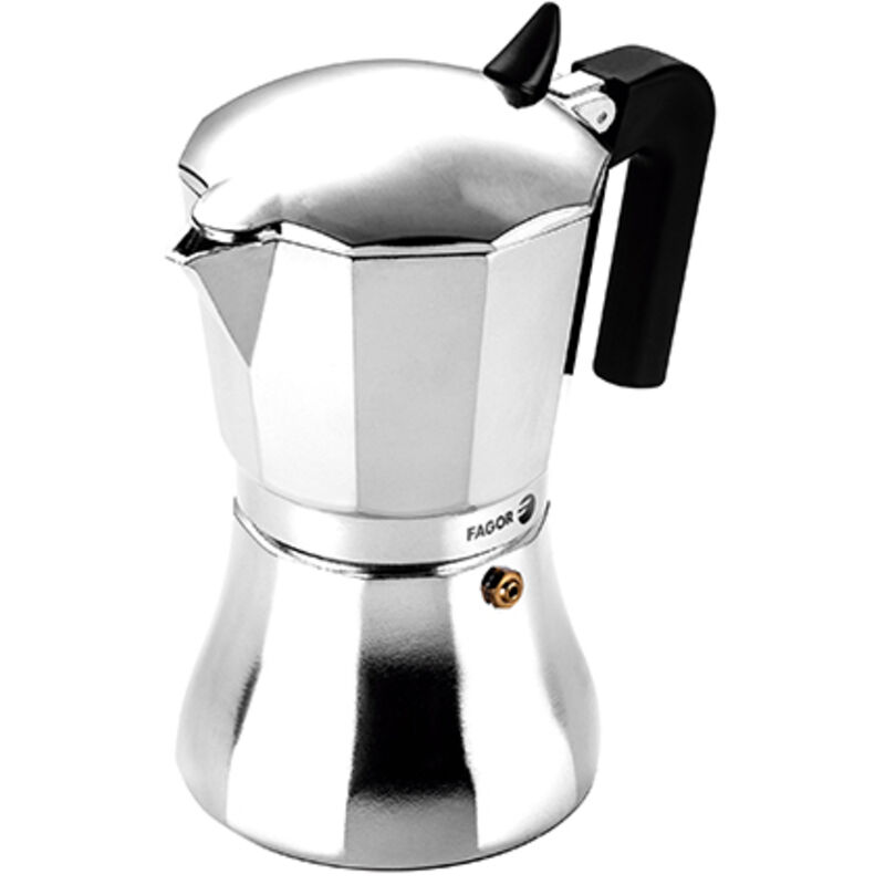 Cafetera Italiana Inducción 6 Tazas Café, Aluminio, Todo Tipo Cocinas, Vitrocerámica, Gas Plata - Fagor