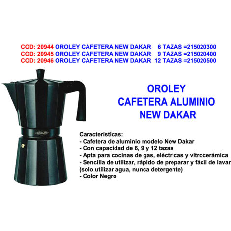 Cafetera dakar de aluminio, no apta para inducción, 9 tazas