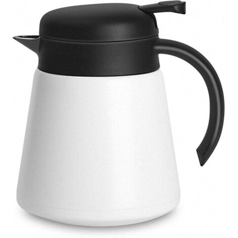 Cafetera de acero inoxidable 304 de 0,8 l con aislamiento al vacío y doble pared, termo para café, tetera con émbolo para café, jarra aislante para jugo, leche y té (blanca)