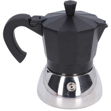 Cafetera de acero inoxidable práctica y versátil.