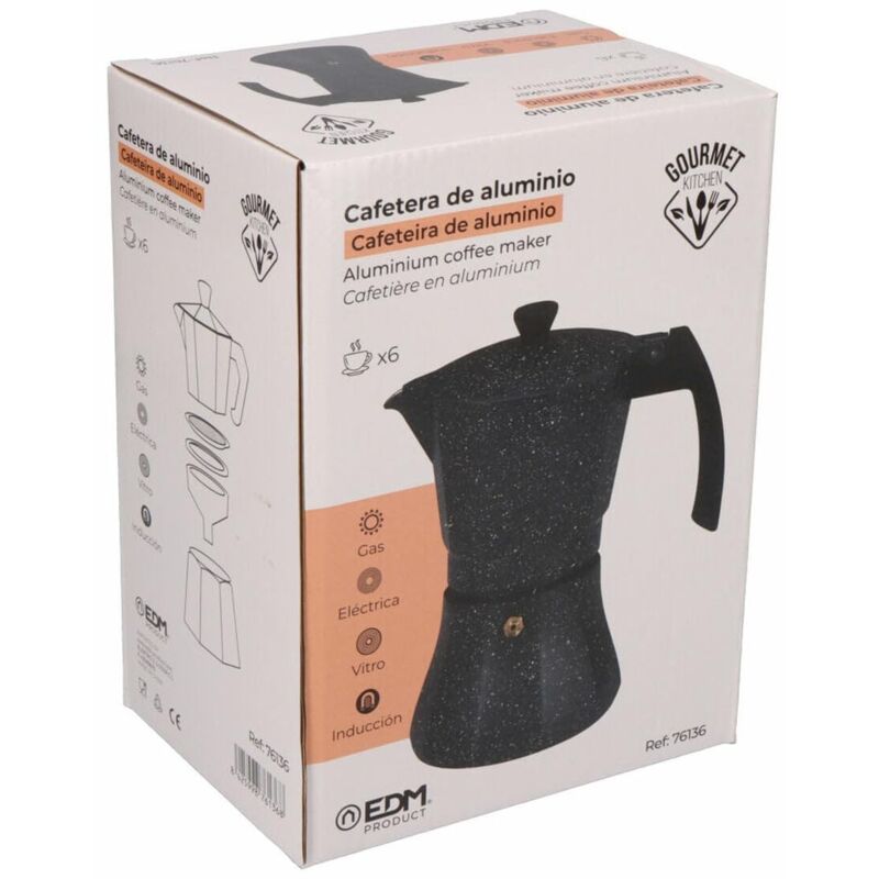 Cafetera de aluminio 6 tazas para induccion. EDM