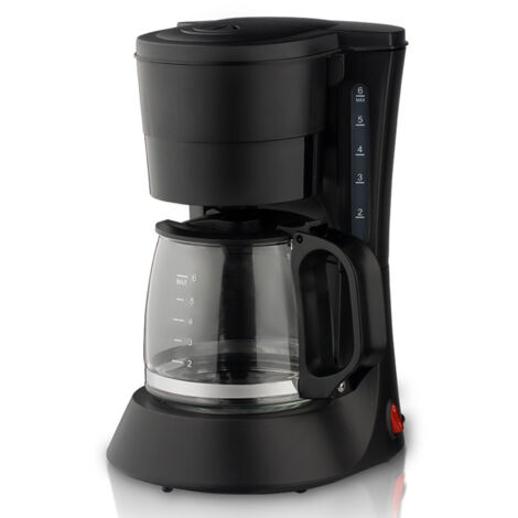 Cafetera eléctrica de filtro con jarra de 600 ml / Plástico ABS y base estable / Sistema antigoteo e indicador visual de nivel de agua / Color negro con enchufe europeo / 1200 g