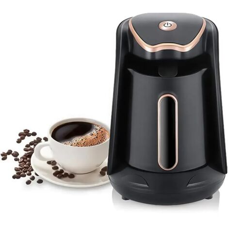 Cafetera eléctrica turca de 600 vatios, con capacidad para 4 tazas (300 ml) y funciones antidesbordamiento y anti-sobrecalentamiento.