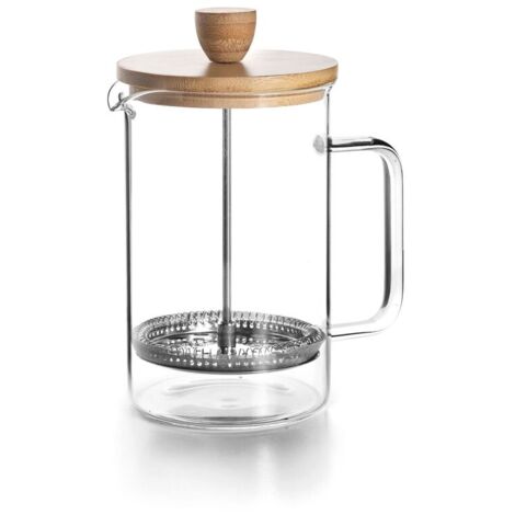 CAFETERA EMBOLO CRISTAL MADERA
