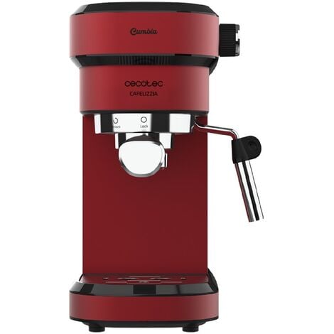 CECOTEC Cafetera express Cafelizzia 790 Shiny. Espressos y Cappuccino, 1350 W, Sistema Thermoblock, 20 Bares, Modo Auto para 1-2 Cafés, Vaporizador Orientable, 1.2L, Rojo