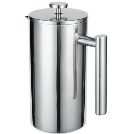 Cafetera francesa de acero inoxidable de 1 litro (5 tazas), termo de doble pared, con pared aislante XU, con filtros de repuesto e instrucciones - KZQ