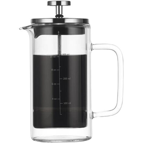 Cafetera francesa de doble pared, cafetera de vidrio de borosilicato resistente al calor con filtro de acero inoxidable de alta densidad