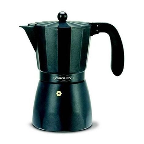 Cafetera Italiana 09Tazas Aluminio Negro Oroley