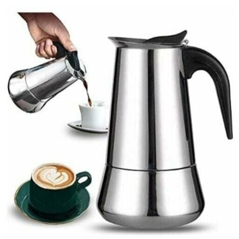 ALOVEZ Cafetera italiana 12 tazas acero inoxidable compatible con todo tipo de fuegos 12 tazas