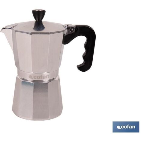 cafetera italiana de aluminio para inducción 6 tazas, apta para todo tipo de cocinas