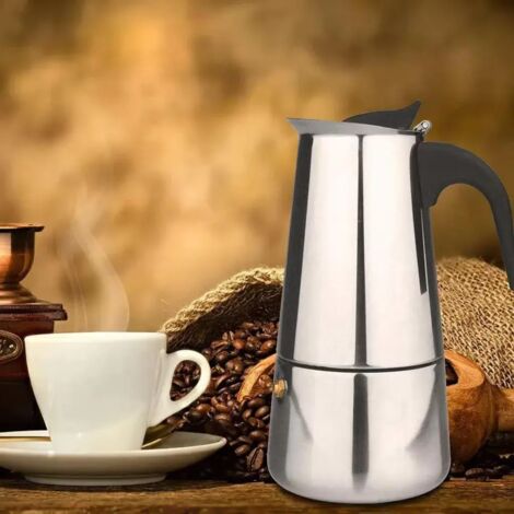 Cafetera italiana de espresso, de acero inoxidable, con capacidad para 9 tazas (450 ml).