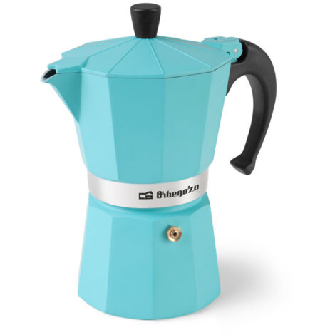 Cafetera Italiana Orbegozo KFV 645, 6 Tazas, Aluminio Negro, Vitro/Gas