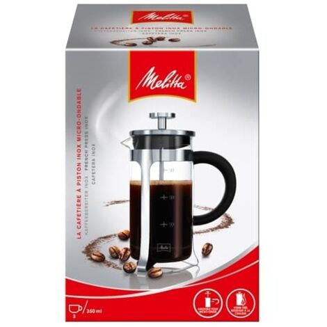 Cafetera Melitta Prensa Francesa Premium 3 Tazas 350 ml Apto para Microondas Asa Ergonómica