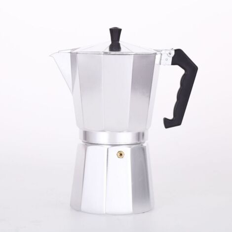 Cafetera moka con capacidad para 12 tazas, cuerpo de aluminio, cafetera espresso clásica para el hogar, apta para usar en casa y de acampada.