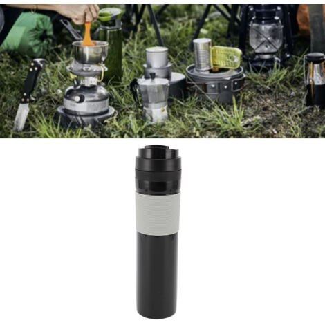 Cafetera portátil de PP (350 ml)  Práctica cafetera de émbolo para llevar, para la oficina y para el hogar material PP seguro tamaño compacto (260 x 66 mm) fácil de limpiar.