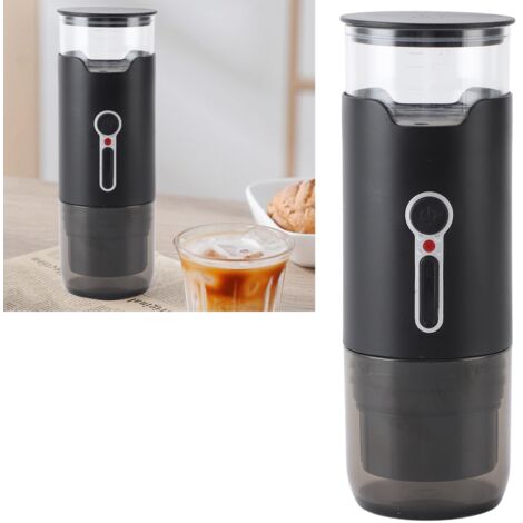 Cafetera portátil inalámbrica y recargable con presión de 15 bares – Carcasa de ABS negro, 72 x 220 mm, puerto USB, batería de litio de 1500 mAh, ideal para viajes, oficina y hogar.