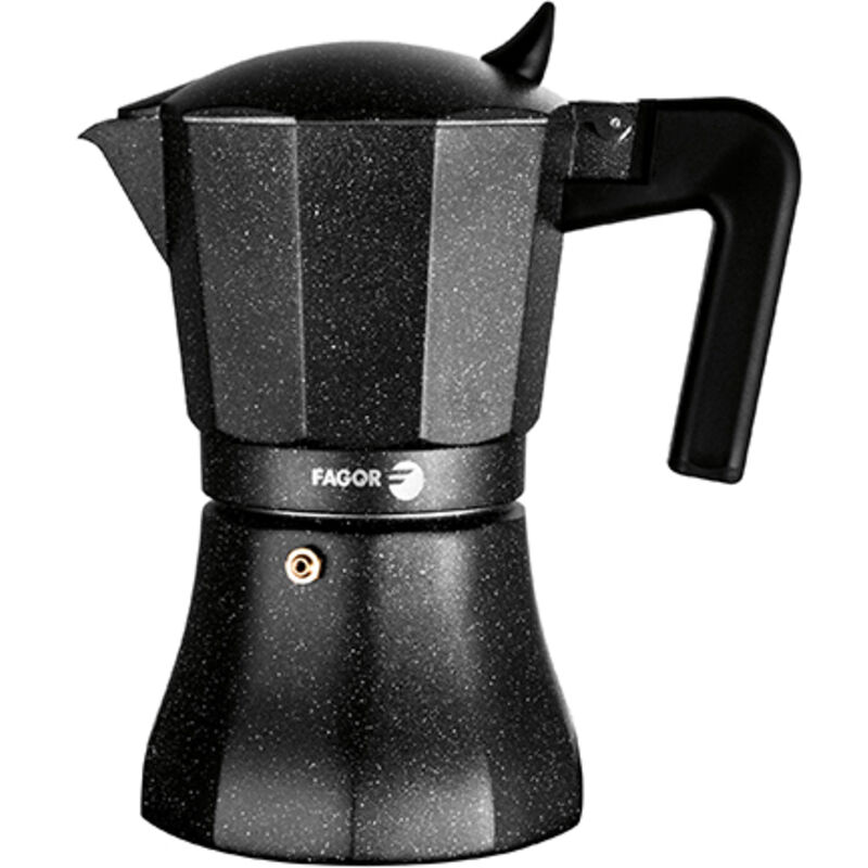 Tiramisú Cafetera Italiana Aluminio 6 Tazas Café, Junta Silicona, Vitrocerámica, Gas, Eléctrica Negro - Negro - Fagor