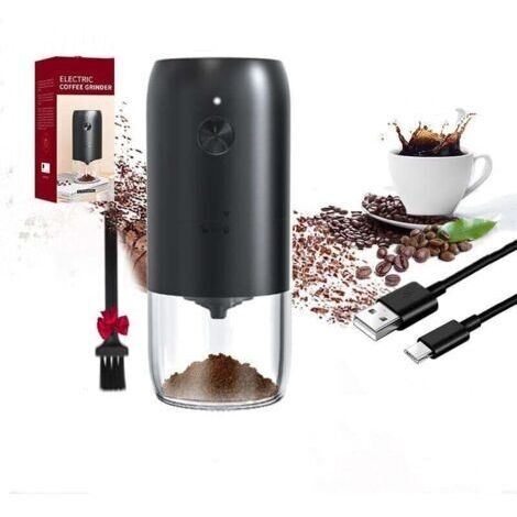 Cafetera totalmente automática, molinillo de café eléctrico portátil – uso simplificado – potente molinillo para espresso, molienda uniforme, intensidad de molienda ajustable, recargable por USB (sin 