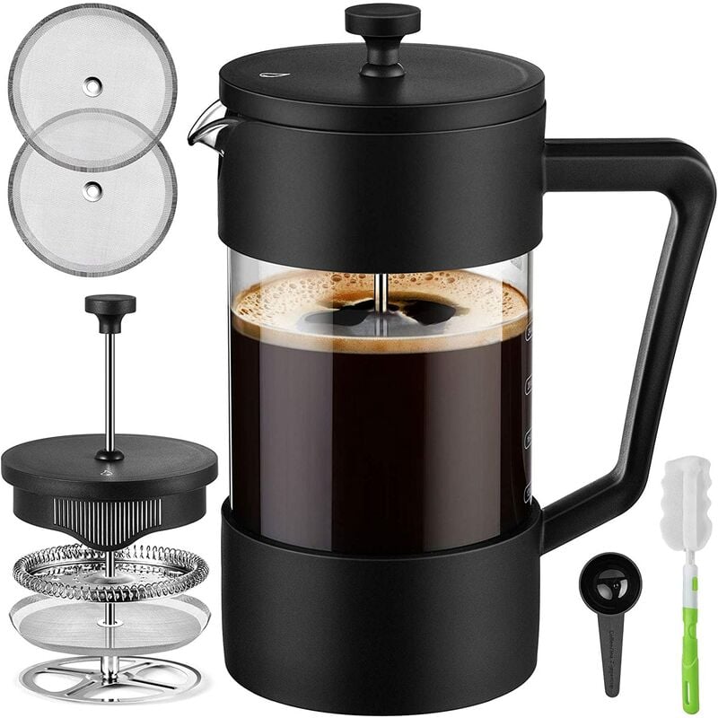 

Cafetera y tetera de 34 oz, cafetera de vidrio de borosilicato de peso pesado con 3 filtros, a prueba de óxido, apta para lavavajillas, 100% libre de