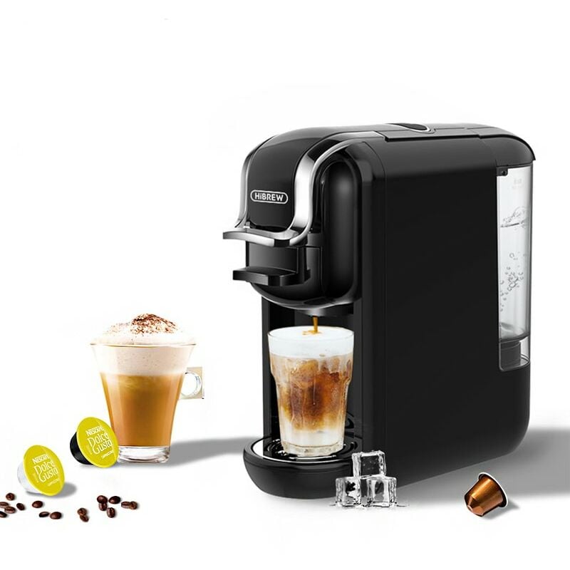 Cafetière à capsules Hibrew 5-in-1 H2B (Noir) Réservoir d'eau amovible Ligne graduée Système d'extraction double Un must pour les amateurs de café