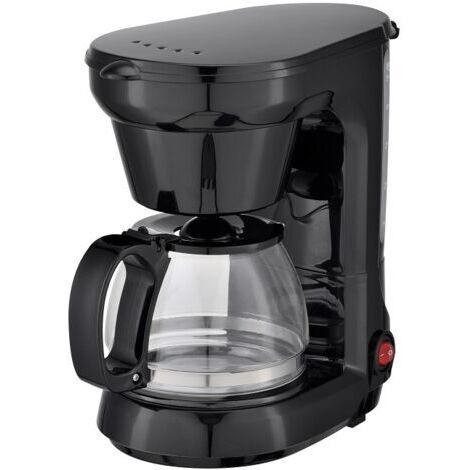 Cafetière à filtre 600 W, capacité 5/6 tasses, système anti-gouttes, plaque chauffante, noire