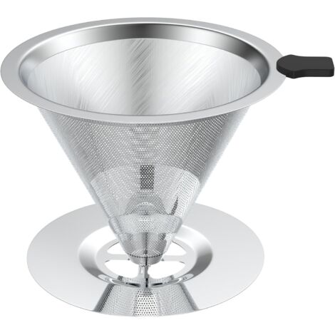 Cafetière à filtre en acier inoxydable, avec filtres à café réutilisables sans papier à double couche. Convient pour 2 à 4 tasses.