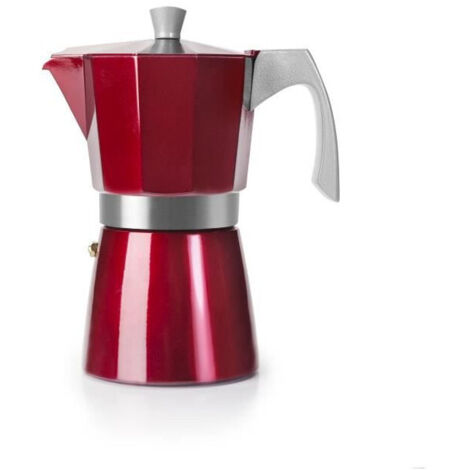 CAFETIÈRE À INDUCTION EN ALUMINIUM EVVA ROUGE 3 TASSES 623203