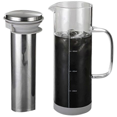 Cafetière à infusion à froid, pichet à café glacé en verre et acier inoxydable--