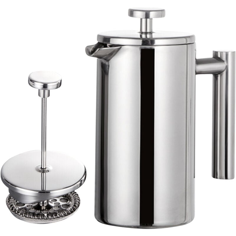 Lifcausal - Cafetière à piston française 1000 ml en acier inoxydable à double paroi isolée