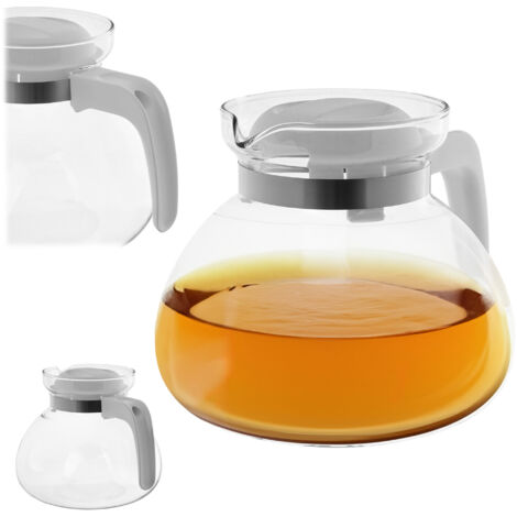 Cafetière à thé en verre 1,7 L résistante à la chaleur pour boissons avec couvercle blanc
