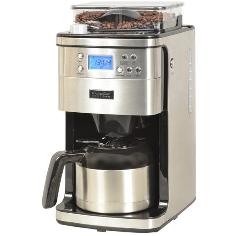 Cafetière programmable isotherme avec broyeur 12 tasses 1000w inox Kitchen Chef kcp4266