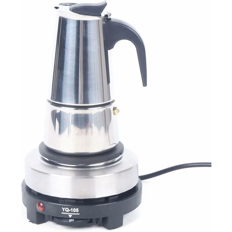 Cafetière électrique à expresso en acier inoxydable avec cuisinière électrique (6 tasses, 300 ml)