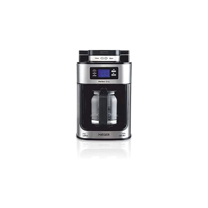 Cafetière goutte à goutte automatique de avec moulin, 1050W, capacité : 1.2L - Plat chauffant pour garder au chaud, capacité de Moulin : 60g,