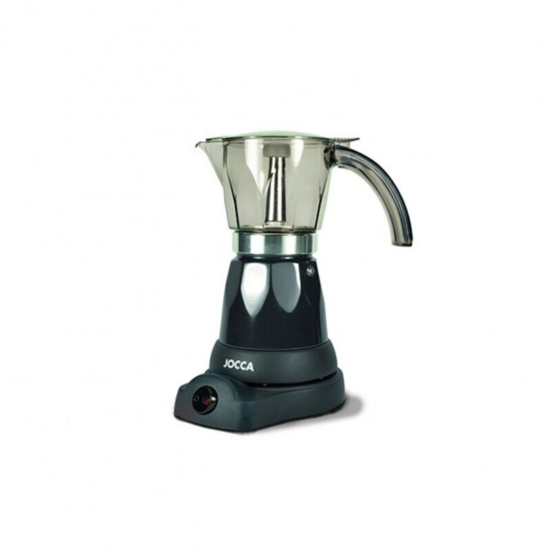 Cafetera italiana Jocca con base eléctrica que permite girar la cafetera 360º, sistema que mantiene el café siempre caliente con protección contra el sobrecalentamiento, diseño compacto,  jarra