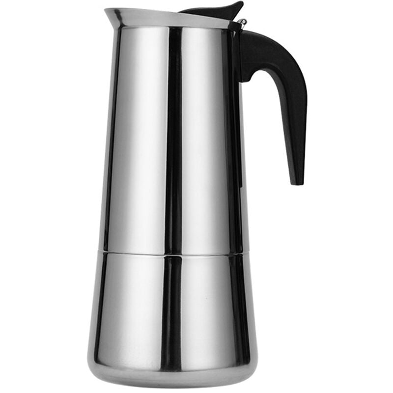 Decdeal - Cafetière électrique Portable en acier inoxydable, poêle à Moka Latte, filtre à expresso, tasse à café européenne, Argent, 600ml