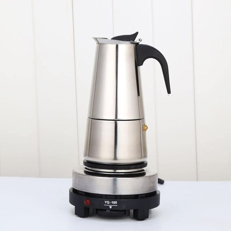 Senderpick - Cafetière Espresso, Cafetière électrique en acier inoxydable 220 v, Cafetière Espresso 4 tasses, Cafetière Mocha 200 ml, Cafetière