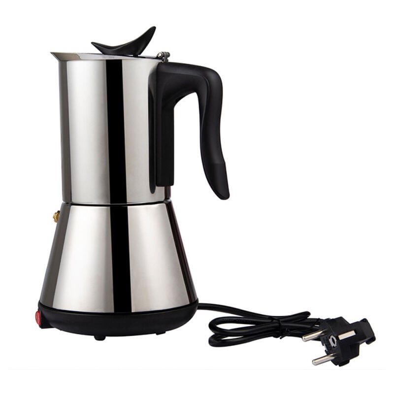 Cafetière expresso/moka électrique en acier inoxydable, cafetière facile à utiliser et à nettoyer rapidement avec base