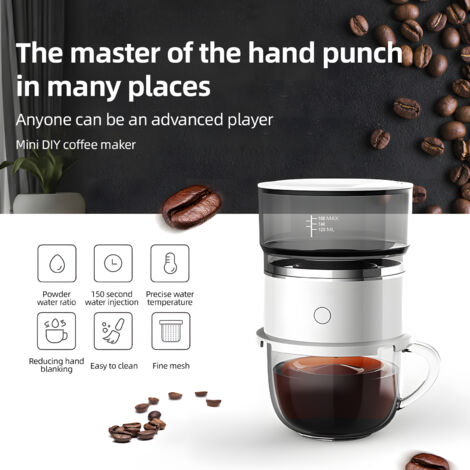 Cafetière Filtrante Portable, 6.76oz/200ml, ABS Blanc, 1-3 Cup Reusable Dripper pour le camping et voyage