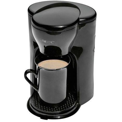 Cafetière filtre 1 tasse – Avec tasse en céramique – Filtre permanent nylon amovible – Design compact noir – Clatronic