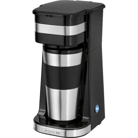 Cafetière filtre 400ml en acier inoxydable – Tasse thermique avec couvercle aromatique – Compatible porte-gobelets voiture – Clatronic