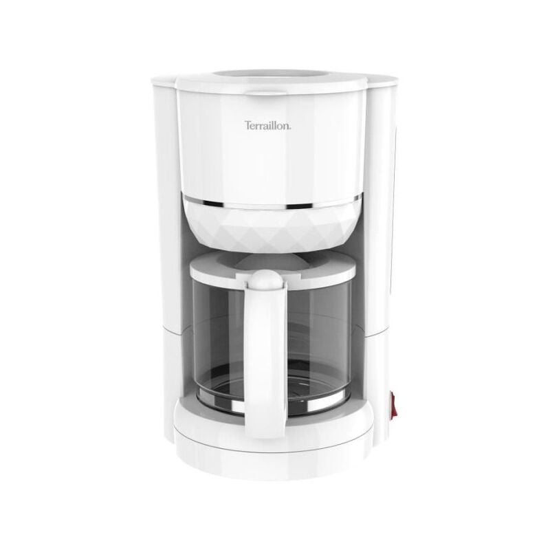 Cafetiere filtre – Terraillon 15353 diamant Blanc - 1.25L - 980W - Verseuse verre - Maintien au chaud